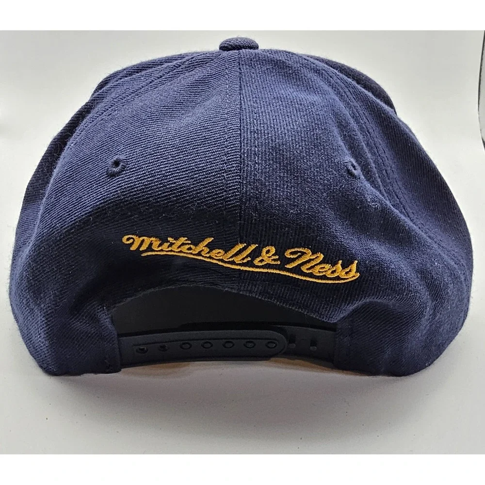 Mitchell & Ness Indiana Pacers Snapback Hat Blue Black White Logo Wool Blend‎